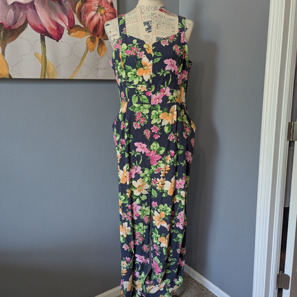 Old Navy Floral Jumpsuit - Navy and Pink